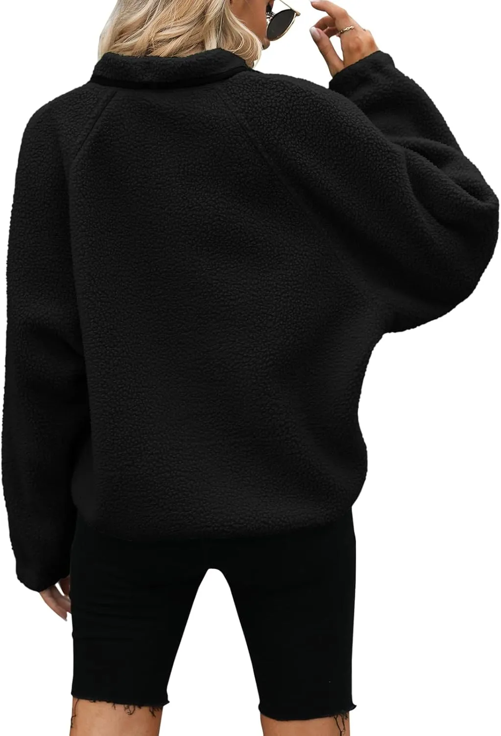 Yanekop Womens Fleece Jacket Fuzzy Long Sleeve Short Coats Button Down Sherpa Outerwear with Pockets