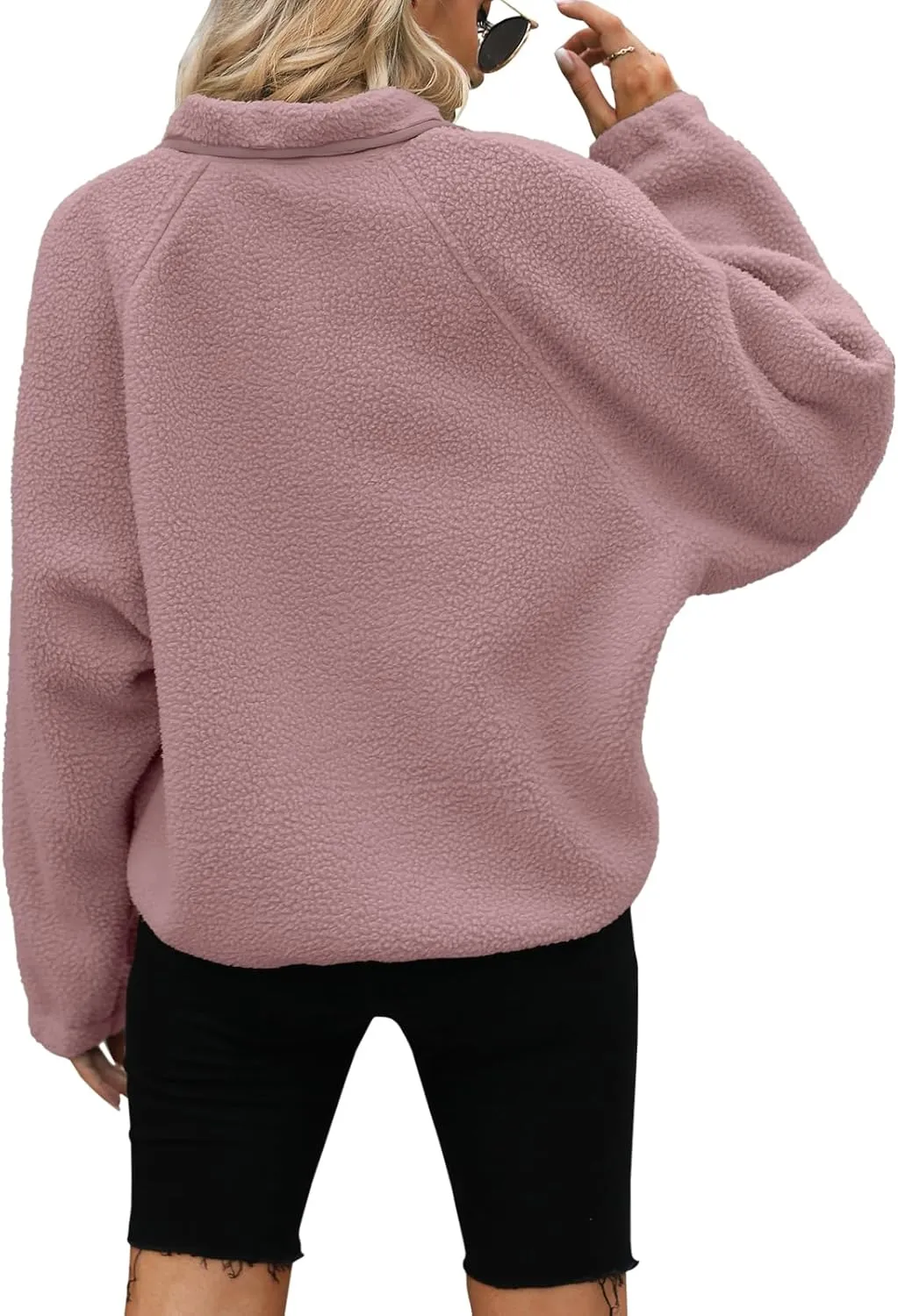 Yanekop Womens Fleece Jacket Fuzzy Long Sleeve Short Coats Button Down Sherpa Outerwear with Pockets