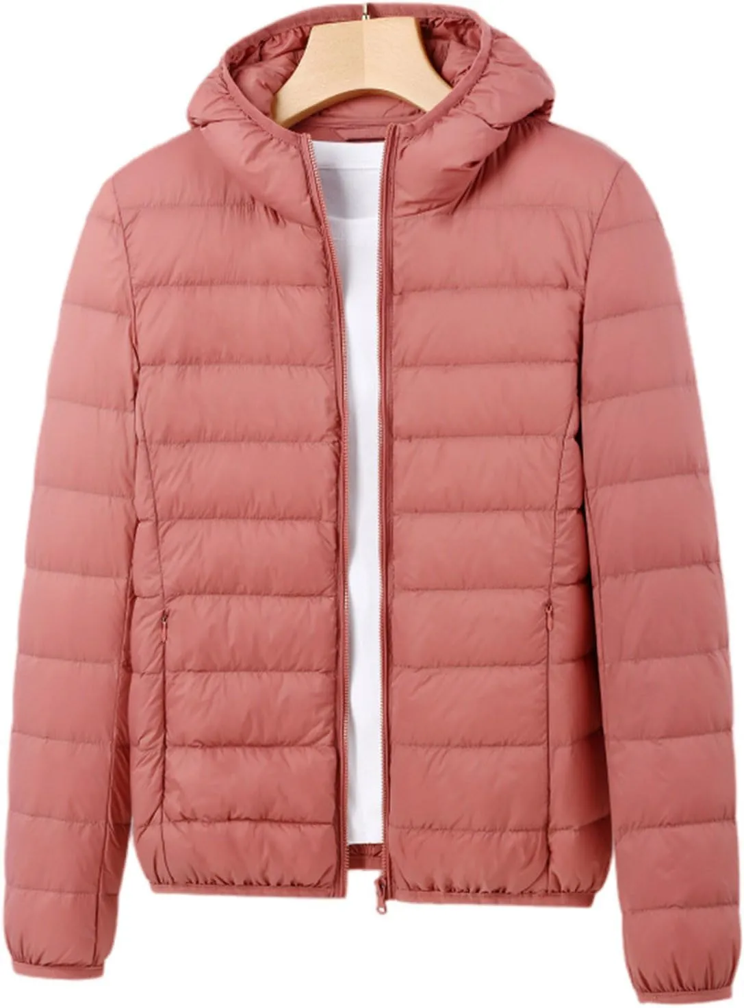 yardsong Womens Hooded Down Jackets Winter Warm Lightweight Quilted Puffer Coats Full Zip Up Packable Outerwear with Pockets