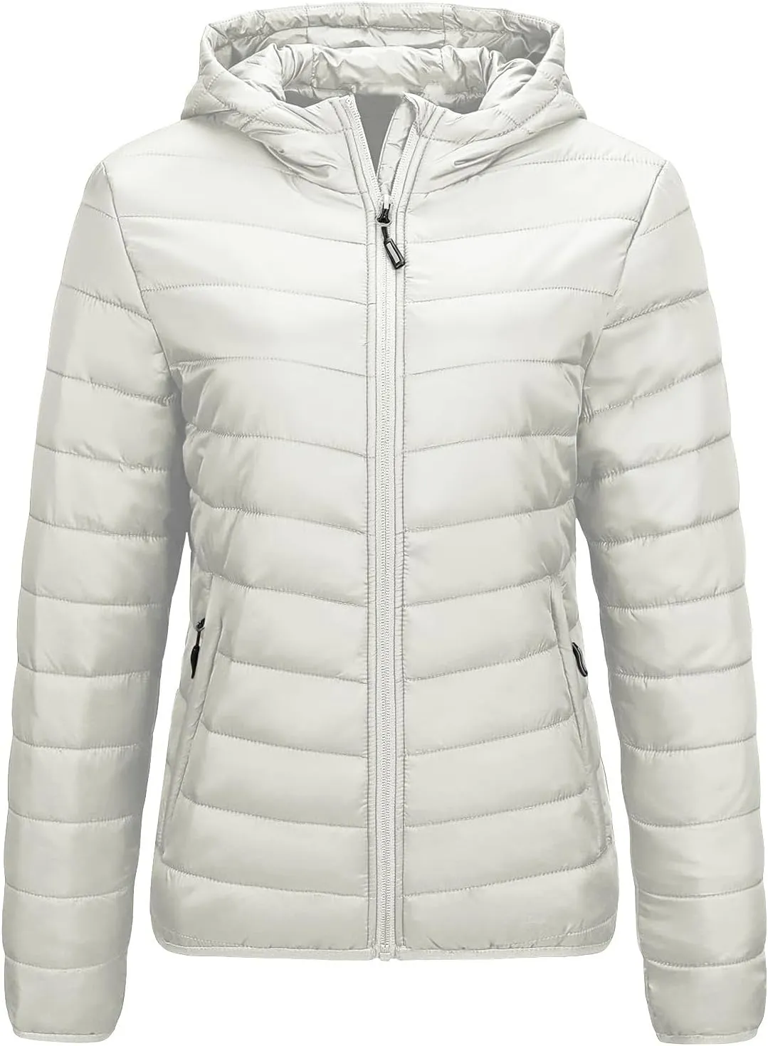 yardsong Womens Hooded Down Jackets Winter Warm Lightweight Quilted Puffer Coats Full Zip Up Packable Outerwear with Pockets