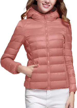 yardsong Womens Hooded Down Jackets Winter Warm Lightweight Quilted Puffer Coats Full Zip Up Packable Outerwear with Pockets