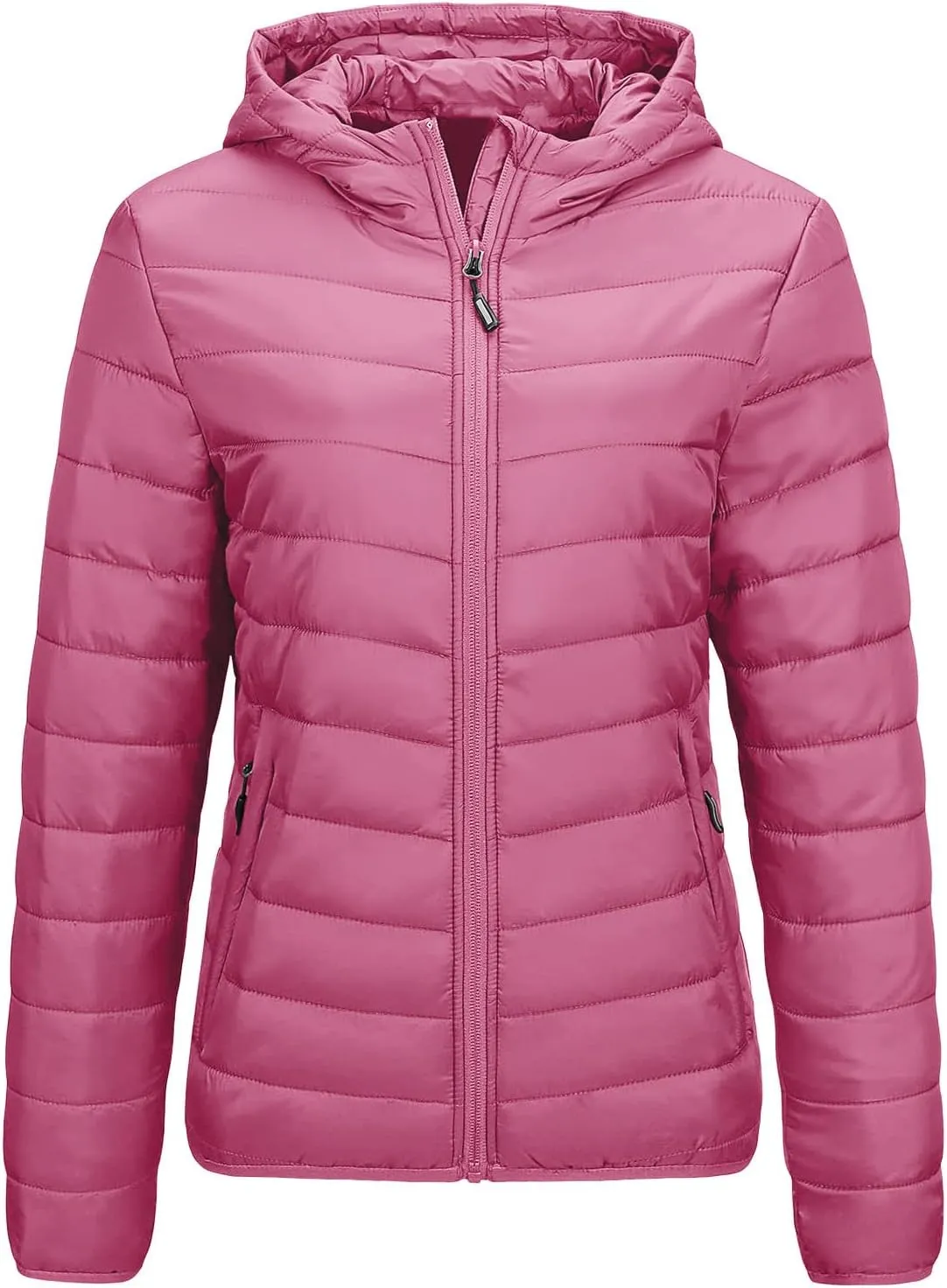 yardsong Womens Hooded Down Jackets Winter Warm Lightweight Quilted Puffer Coats Full Zip Up Packable Outerwear with Pockets