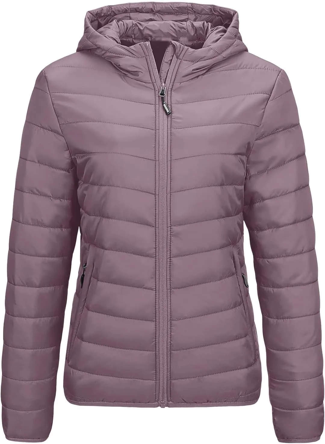 yardsong Womens Hooded Down Jackets Winter Warm Lightweight Quilted Puffer Coats Full Zip Up Packable Outerwear with Pockets