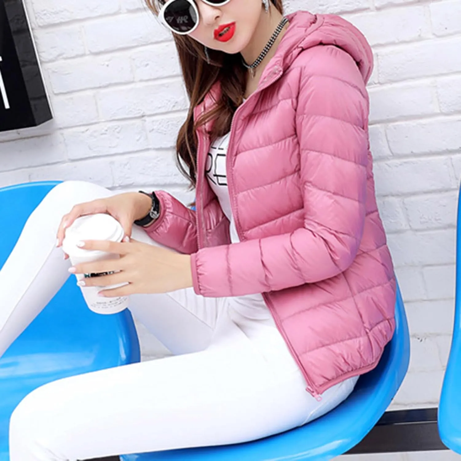 yardsong Womens Hooded Down Jackets Winter Warm Lightweight Quilted Puffer Coats Full Zip Up Packable Outerwear with Pockets