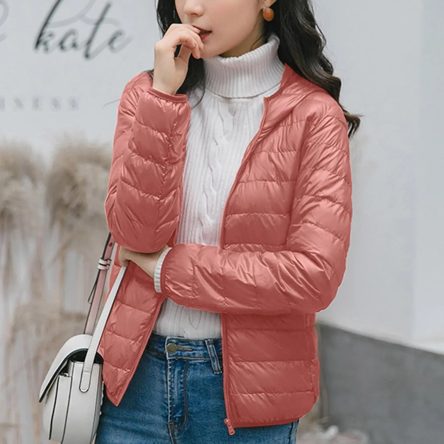 yardsong Womens Hooded Down Jackets Winter Warm Lightweight Quilted Puffer Coats Full Zip Up Packable Outerwear with Pockets