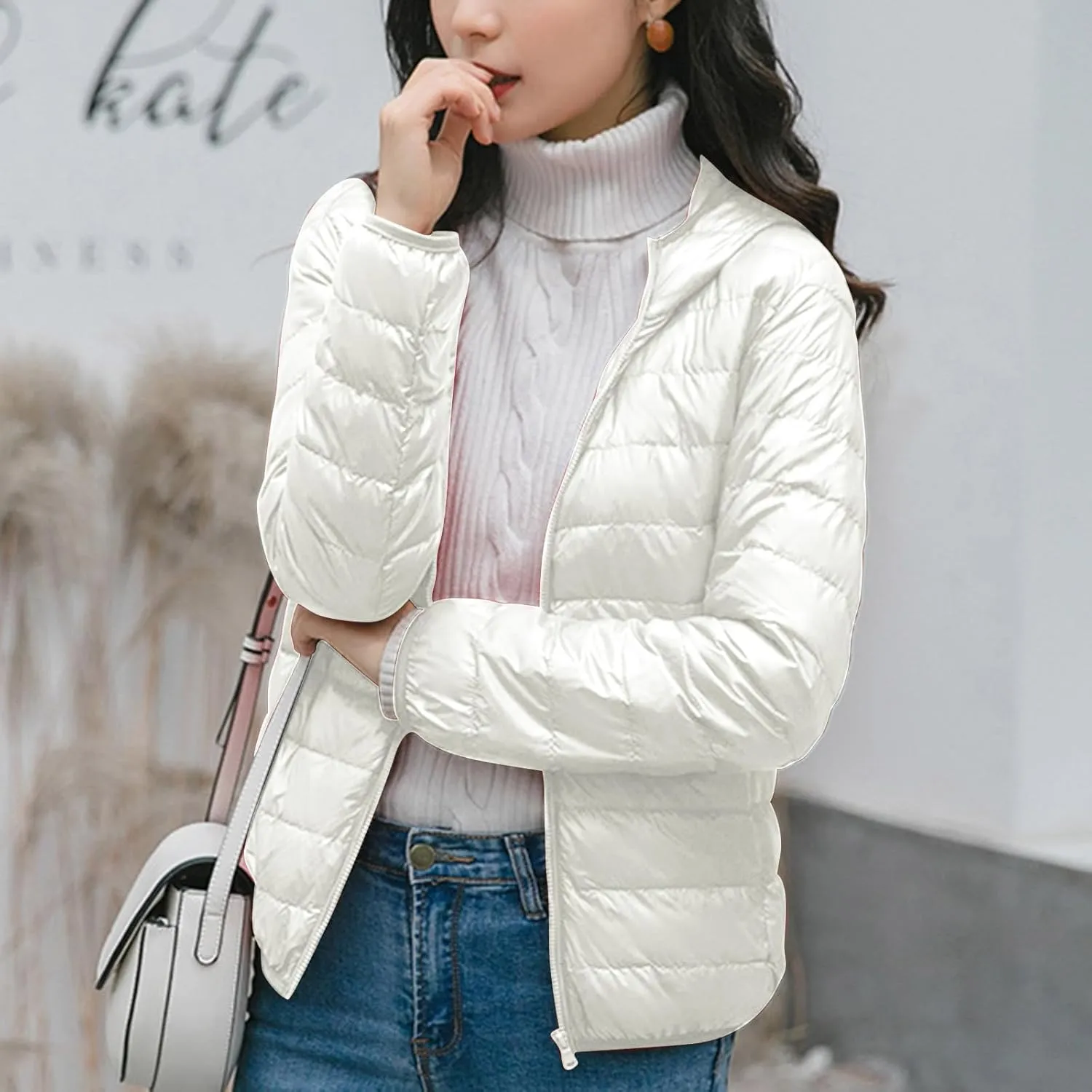 yardsong Womens Hooded Down Jackets Winter Warm Lightweight Quilted Puffer Coats Full Zip Up Packable Outerwear with Pockets