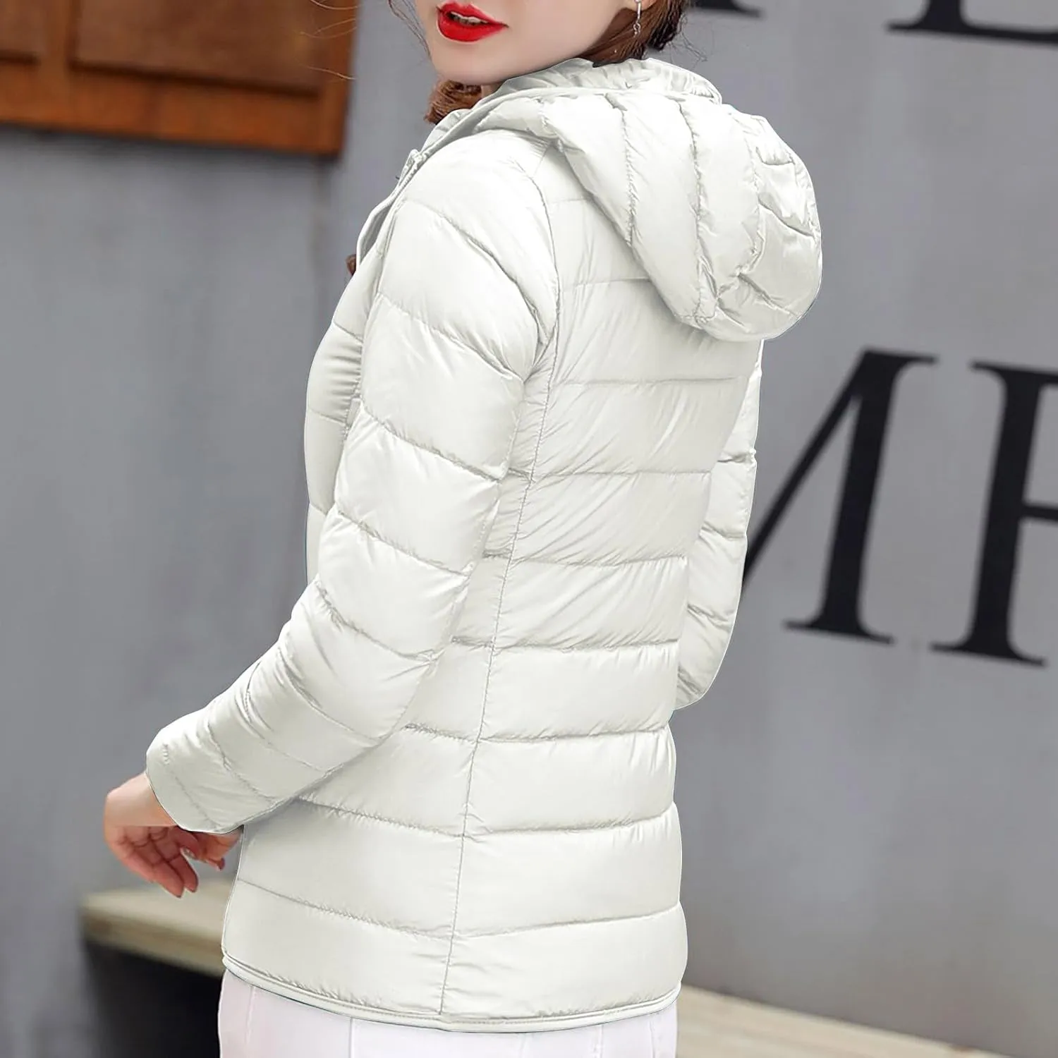 yardsong Womens Hooded Down Jackets Winter Warm Lightweight Quilted Puffer Coats Full Zip Up Packable Outerwear with Pockets