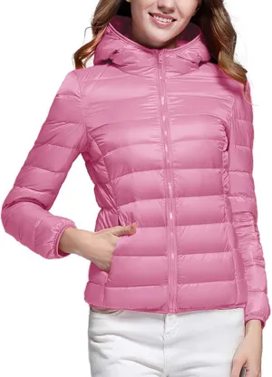 yardsong Womens Hooded Down Jackets Winter Warm Lightweight Quilted Puffer Coats Full Zip Up Packable Outerwear with Pockets