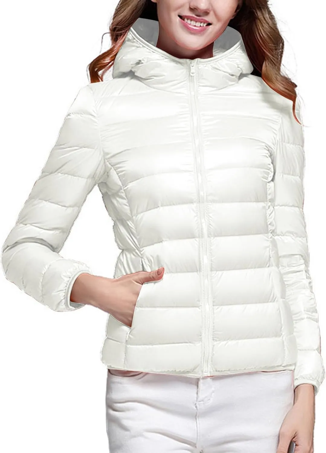 yardsong Womens Hooded Down Jackets Winter Warm Lightweight Quilted Puffer Coats Full Zip Up Packable Outerwear with Pockets