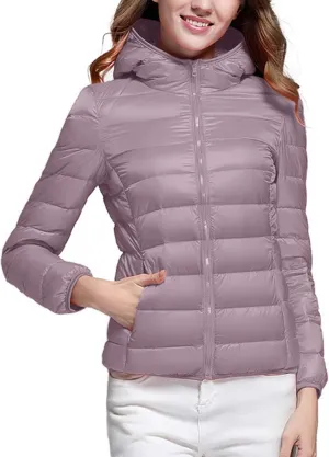 yardsong Womens Hooded Down Jackets Winter Warm Lightweight Quilted Puffer Coats Full Zip Up Packable Outerwear with Pockets