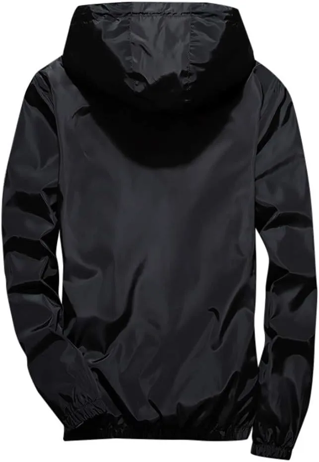 Ymosrh Men's Light Rain Jacket Lightweight Nylon Windbreaker Wind & Water Resistant Jacket, M-7XL