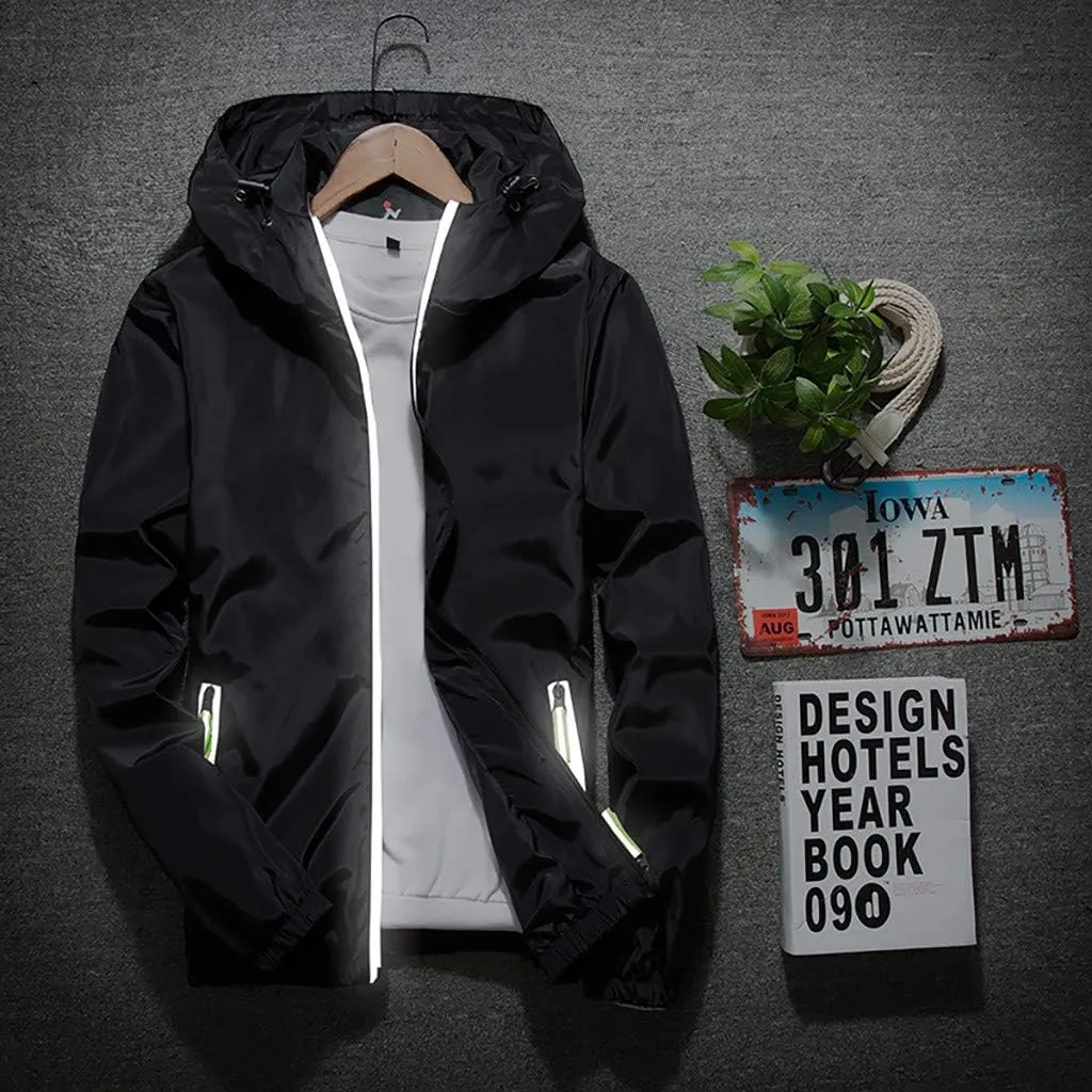 Ymosrh Men's Light Rain Jacket Lightweight Nylon Windbreaker Wind & Water Resistant Jacket, M-7XL