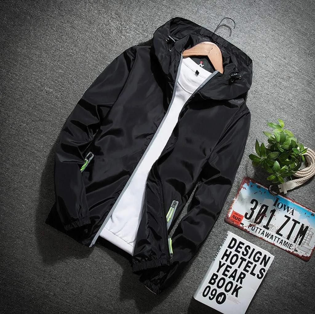 Ymosrh Men's Light Rain Jacket Lightweight Nylon Windbreaker Wind & Water Resistant Jacket, M-7XL