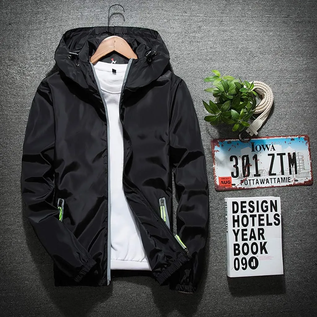 Ymosrh Men's Light Rain Jacket Lightweight Nylon Windbreaker Wind & Water Resistant Jacket, M-7XL