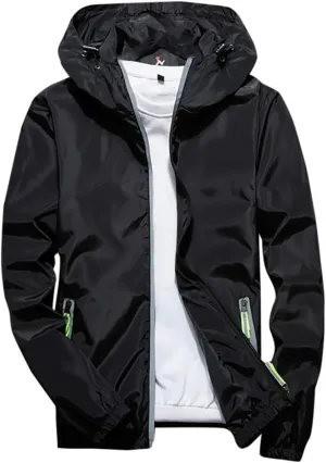 Ymosrh Men's Light Rain Jacket Lightweight Nylon Windbreaker Wind & Water Resistant Jacket, M-7XL