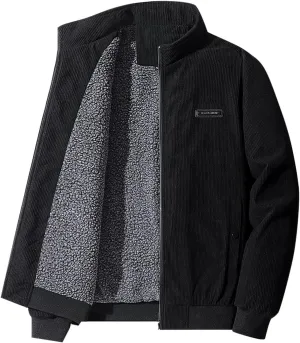 Ymosrh Men's Winter Coats Full-Zip Corduroy Jacket Sherpa Lined Trucker Turn Down Collar Warm Jacket Mens, XL-5XL