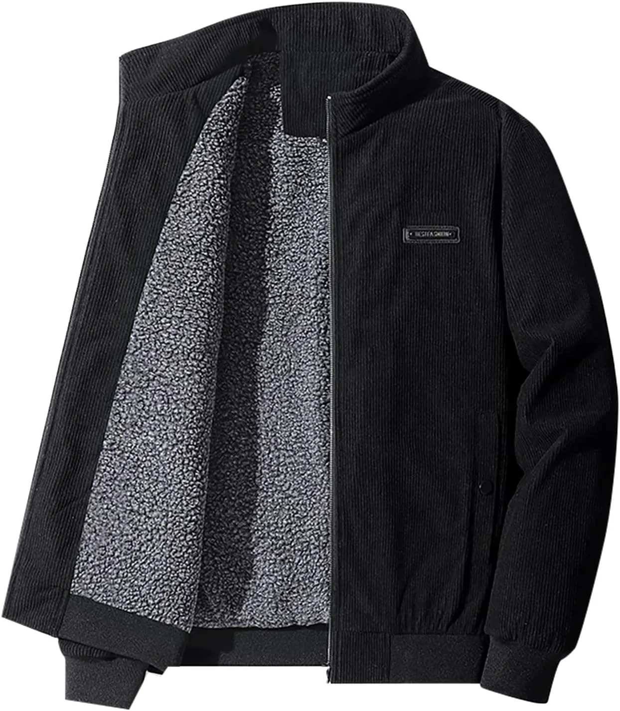 Ymosrh Men's Winter Coats Full-Zip Corduroy Jacket Sherpa Lined Trucker Turn Down Collar Warm Jacket Mens, XL-5XL