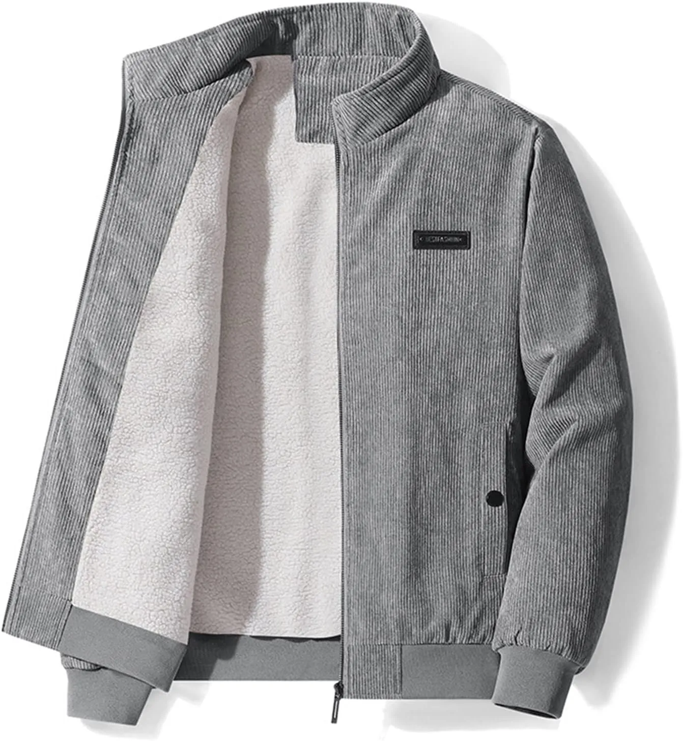 Ymosrh Men's Winter Coats Full-Zip Corduroy Jacket Sherpa Lined Trucker Turn Down Collar Warm Jacket Mens, XL-5XL