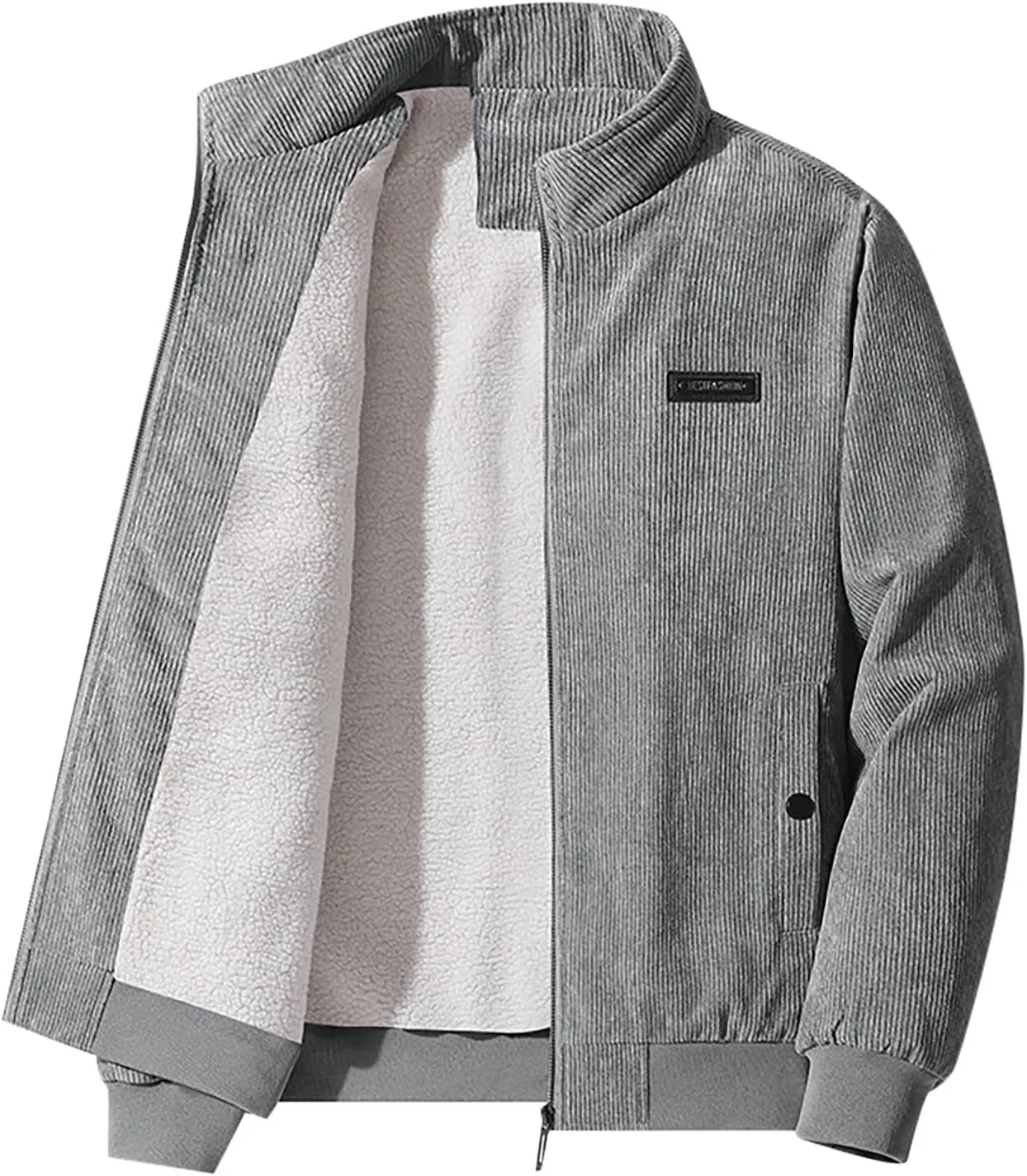 Ymosrh Men's Winter Coats Full-Zip Corduroy Jacket Sherpa Lined Trucker Turn Down Collar Warm Jacket Mens, XL-5XL