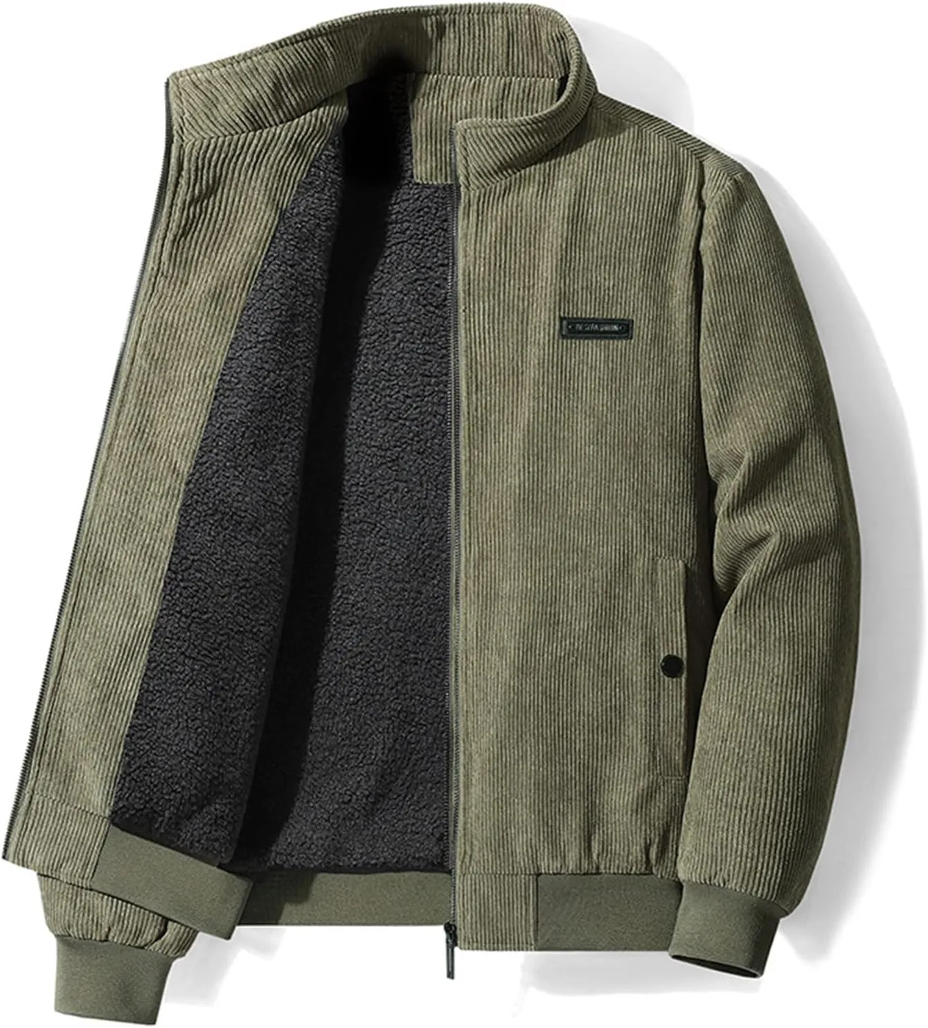 Ymosrh Men's Winter Coats Full-Zip Corduroy Jacket Sherpa Lined Trucker Turn Down Collar Warm Jacket Mens, XL-5XL