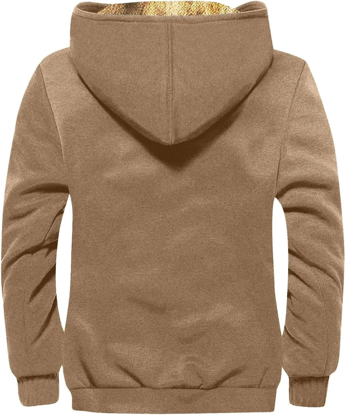 ZEFOTIM Mens Sherpa Lined Jacket Solid Color Zip Up Jacket Casual Winter Coats with Hood Warm Big and Tall Hoodies for Men