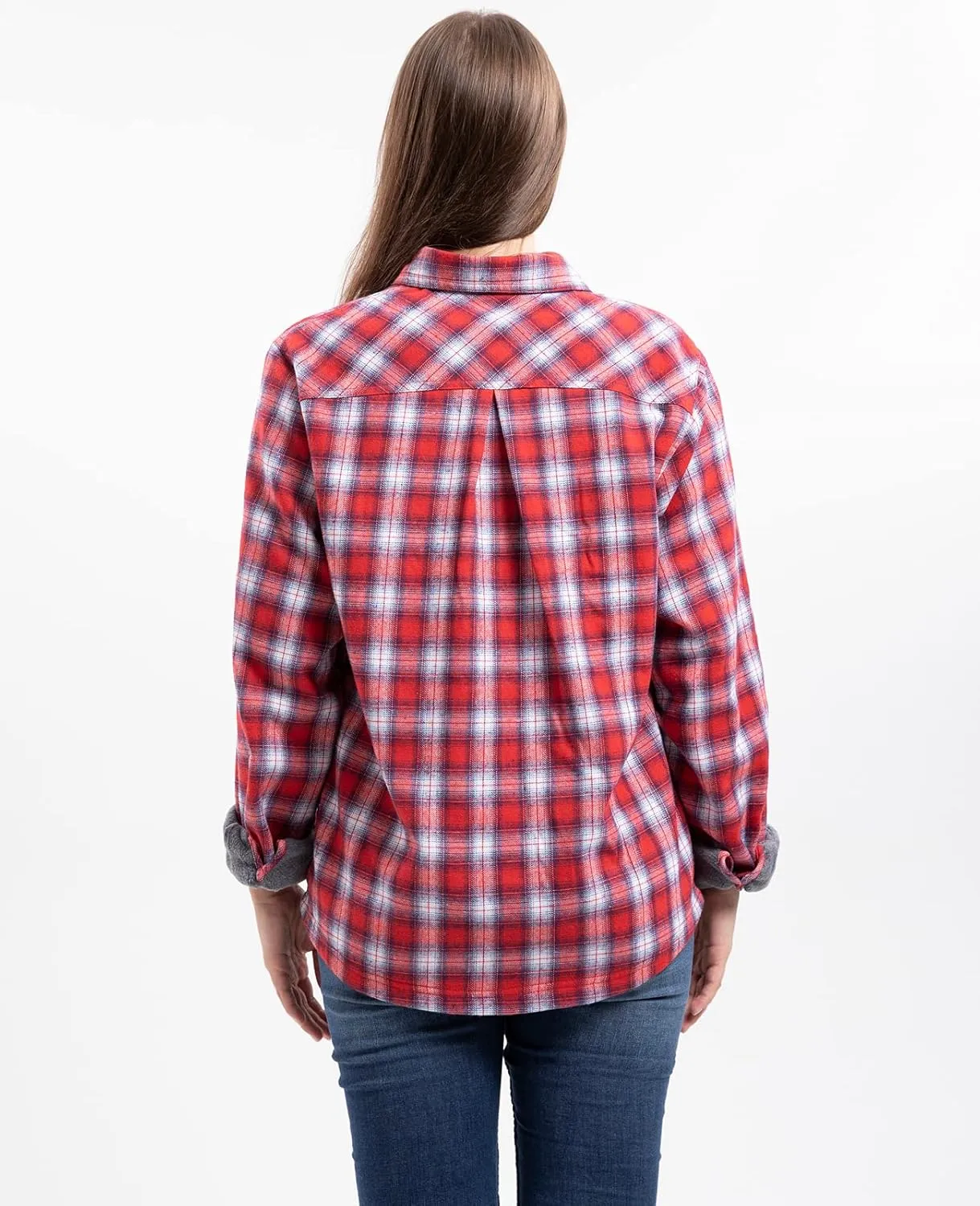 ZENTHACE Women's Thermal Fleece Lined Plaid Button Down Flannel Shirt Jacket