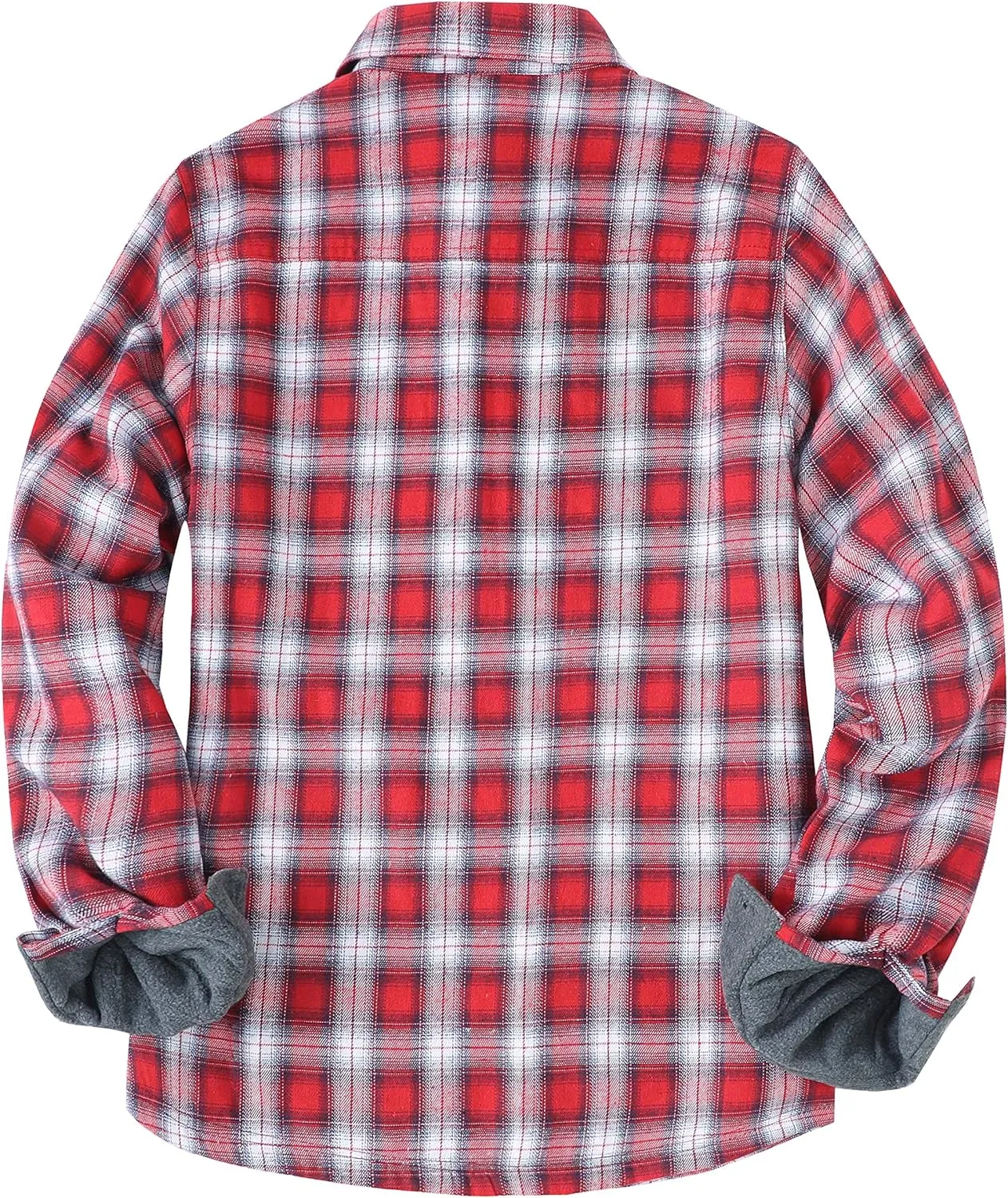 ZENTHACE Women's Thermal Fleece Lined Plaid Button Down Flannel Shirt Jacket