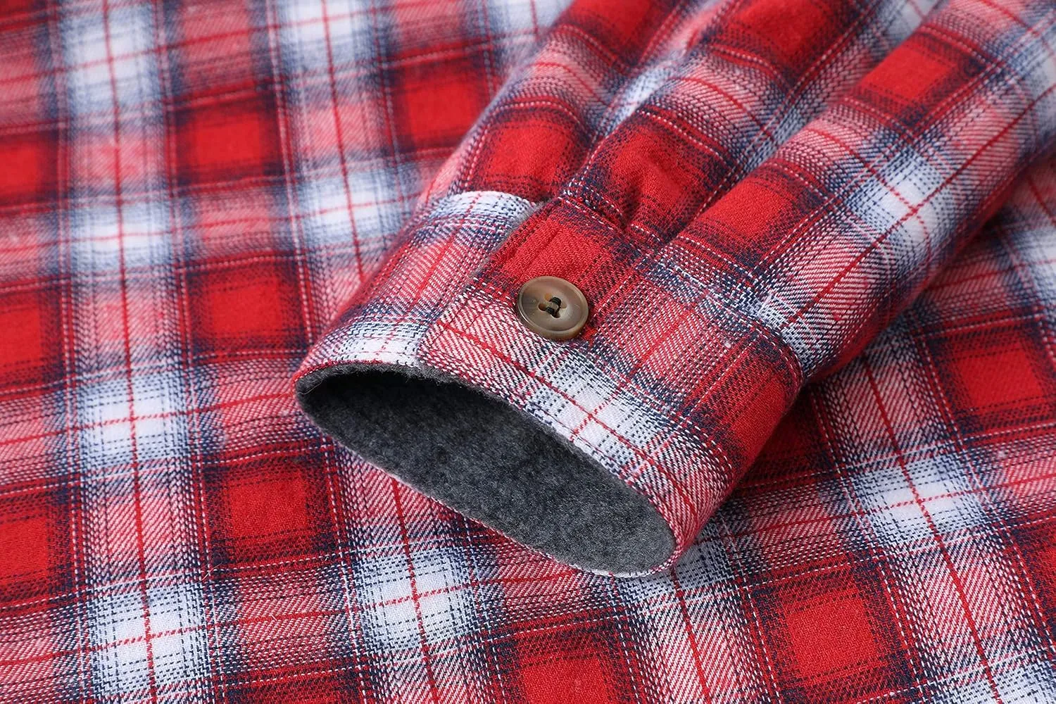 ZENTHACE Women's Thermal Fleece Lined Plaid Button Down Flannel Shirt Jacket