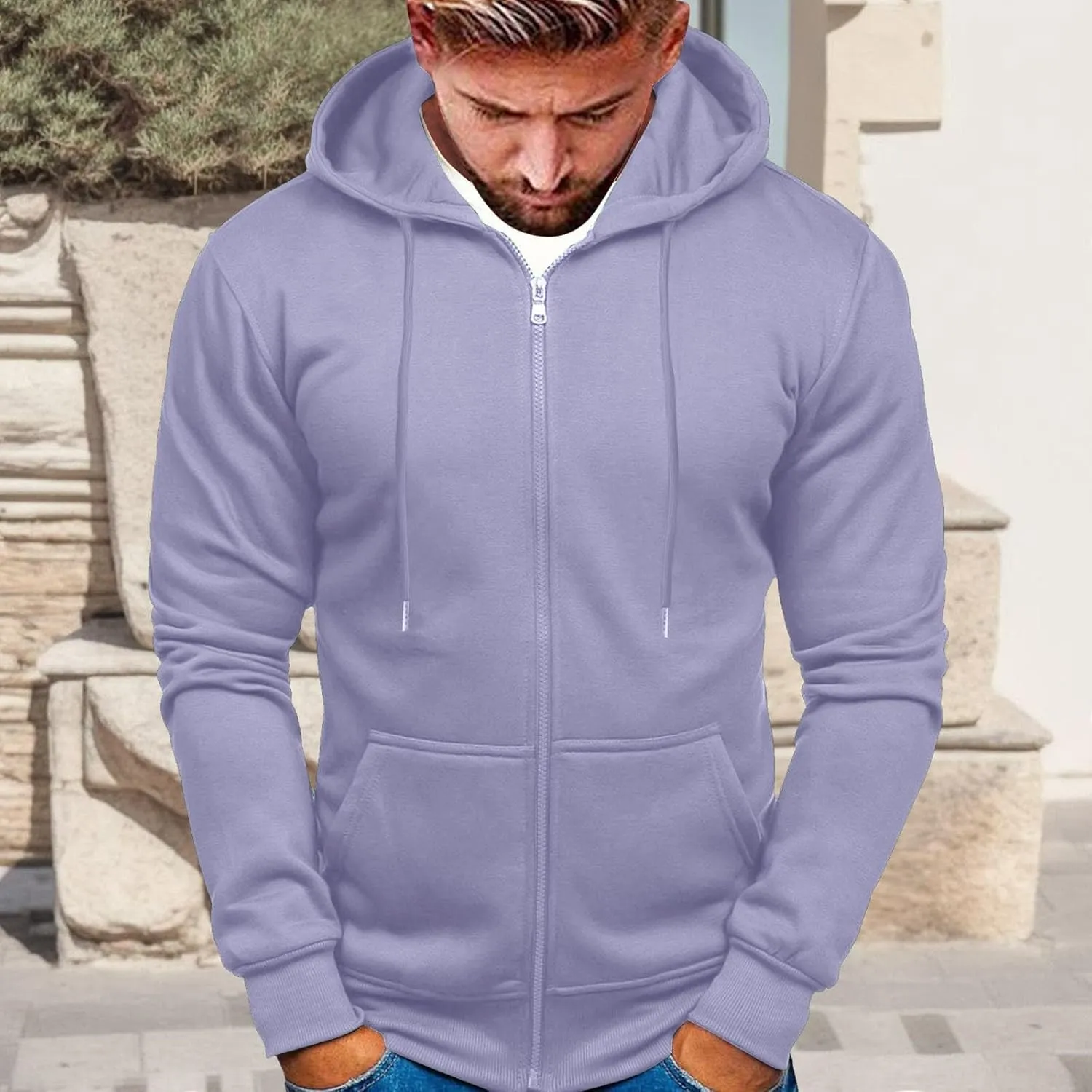 Zip Up Hoodie Men Mens Full Zip Casual Pullover Hoodies Fall Winter Work Sweatshirt Long Sleeve Drawstring Hoodies