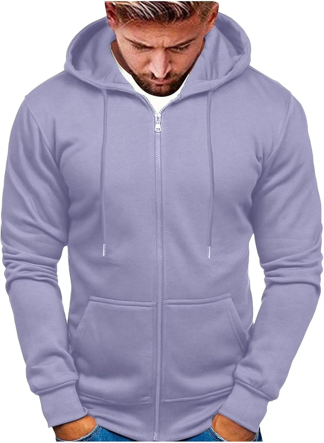 Zip Up Hoodie Men Mens Full Zip Casual Pullover Hoodies Fall Winter Work Sweatshirt Long Sleeve Drawstring Hoodies