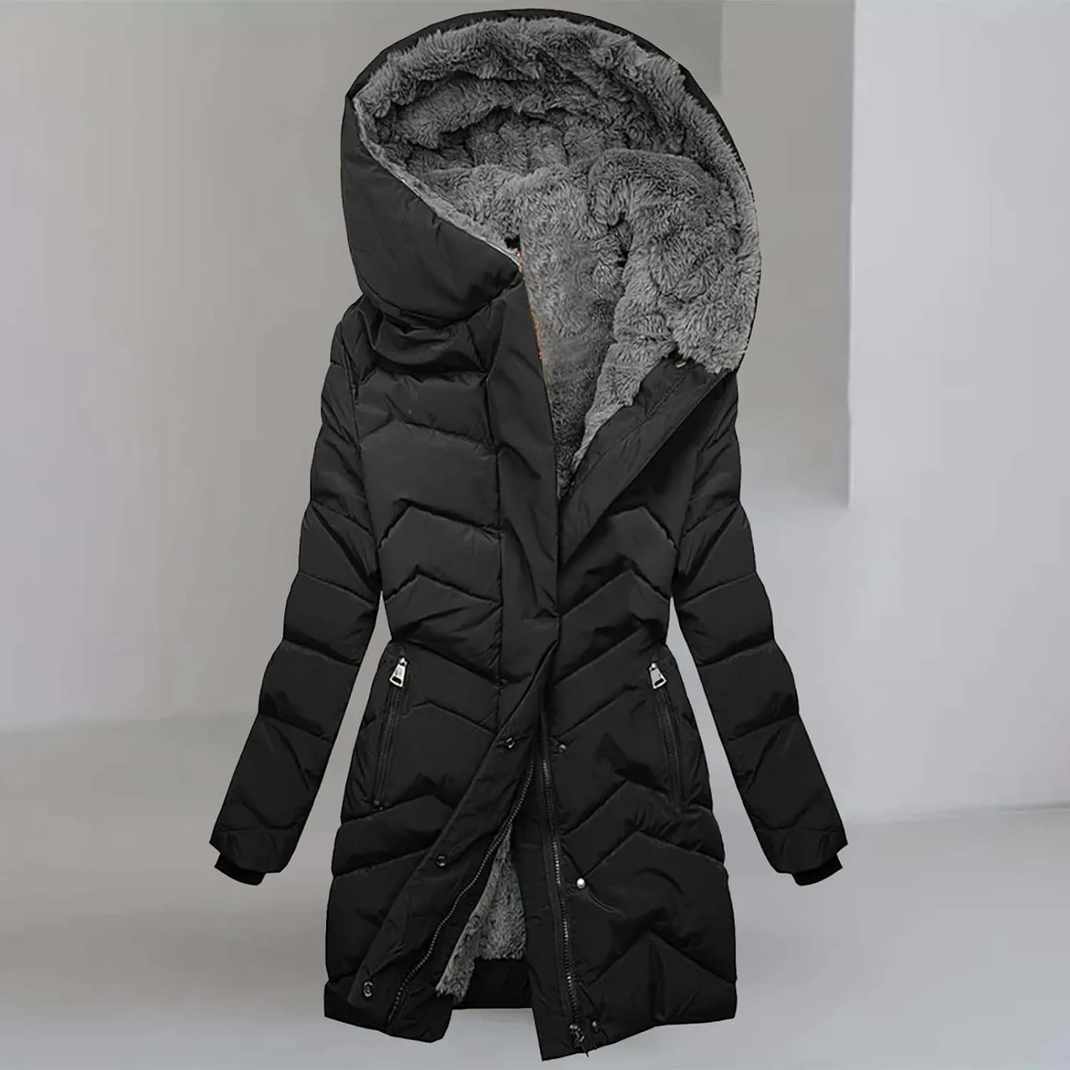 Zip Up Winter Coats for Women Jacket with Long Sleeves for Autumn and Winter Womens Quilted Pullover Puffer Jacket