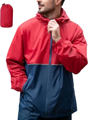 ZITY Men's Rain Jacket Waterproof with Hood Lightweight Raincoat for Golf Hiking Camping Cycling