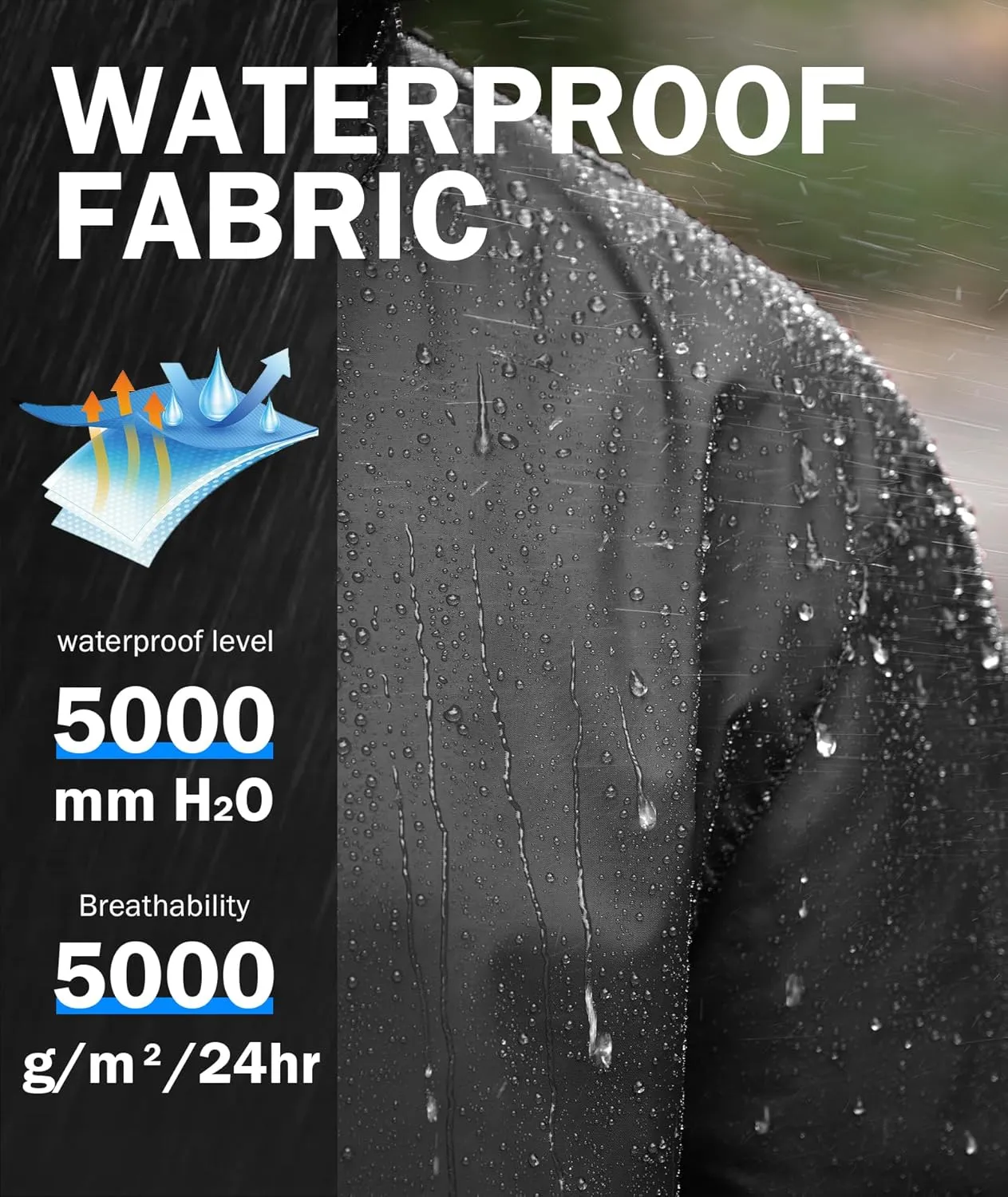 ZITY Men's Rain Jacket Waterproof with Hood Lightweight Raincoat for Golf Hiking Camping Cycling