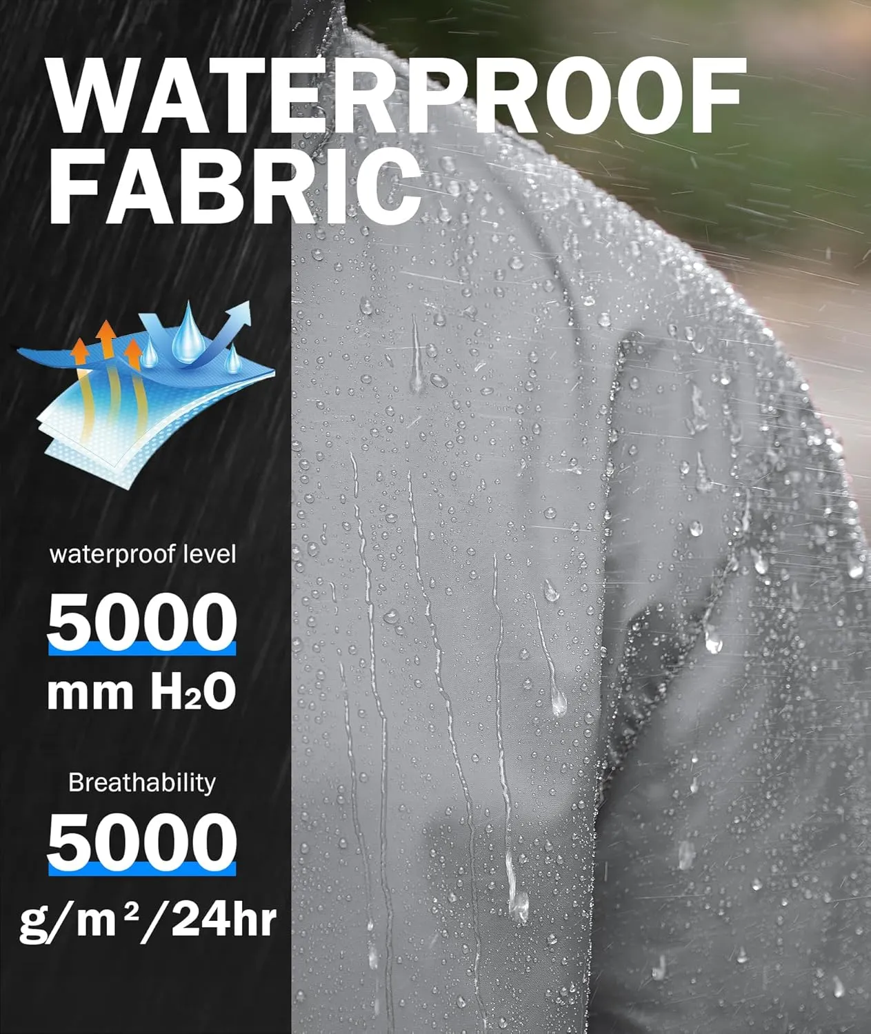 ZITY Men's Rain Jacket Waterproof with Hood Lightweight Raincoat for Golf Hiking Camping Cycling