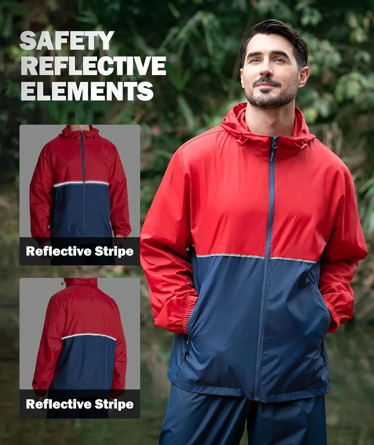 ZITY Men's Rain Jacket Waterproof with Hood Lightweight Raincoat for Golf Hiking Camping Cycling