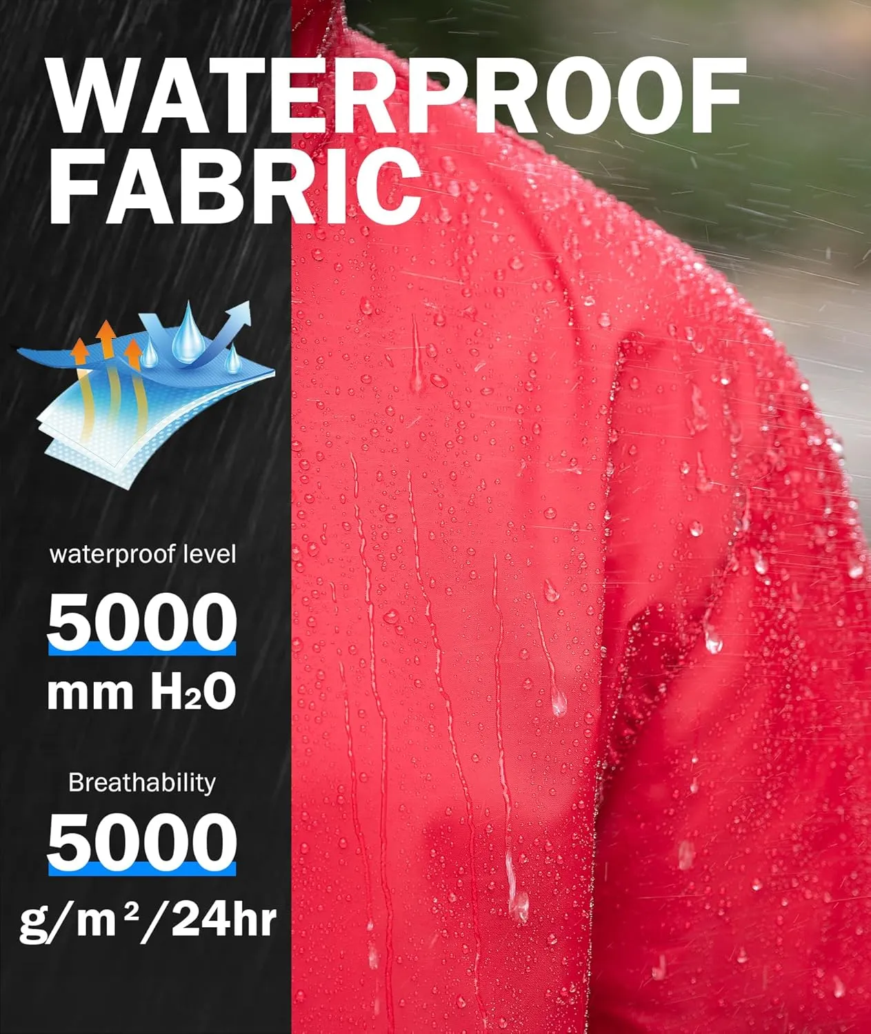 ZITY Men's Rain Jacket Waterproof with Hood Lightweight Raincoat for Golf Hiking Camping Cycling