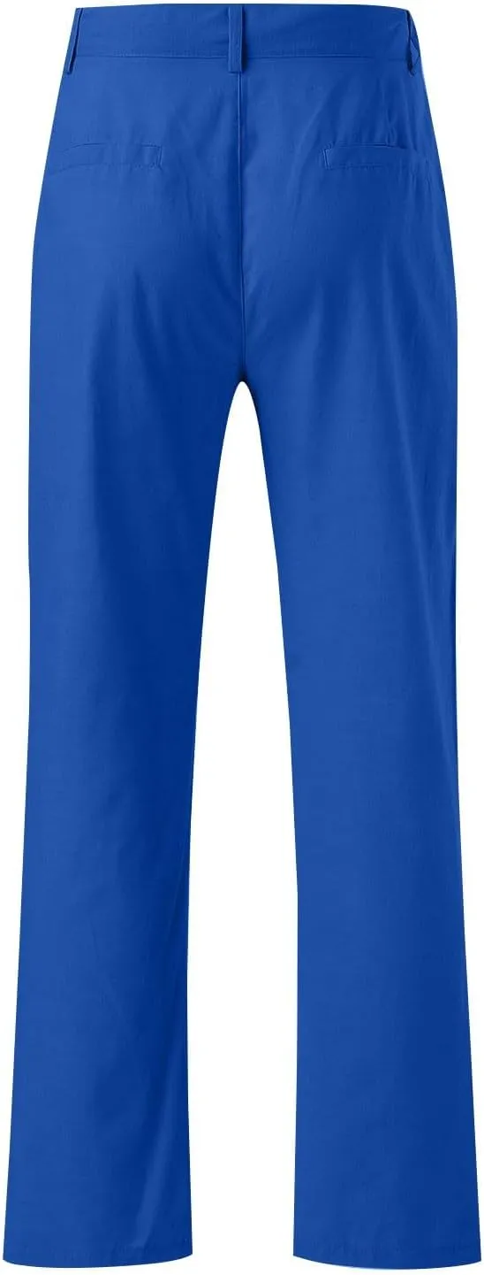ZYXTIM Cotton Linen Trousers for Men Flat Front Lightweight Casual Work Pants Quick Dry Summer Beach Yoga Pants with Pockets